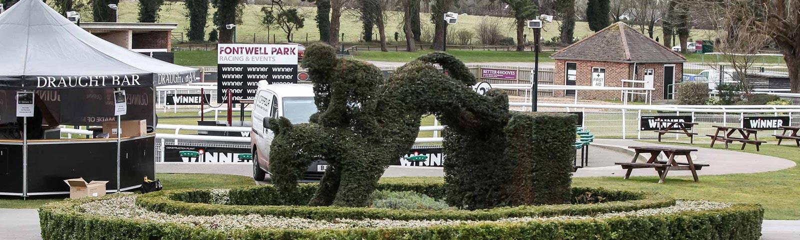 A view of some of the outdoor attractions at Fontwell Park Racecourse.