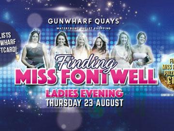 Promotional banner for Ladies Evening featuring Miss Fontwell competition.