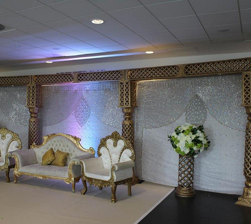 A room at Fontwell Park cleanly decorated ready for the happy couple to celebrate their special day.